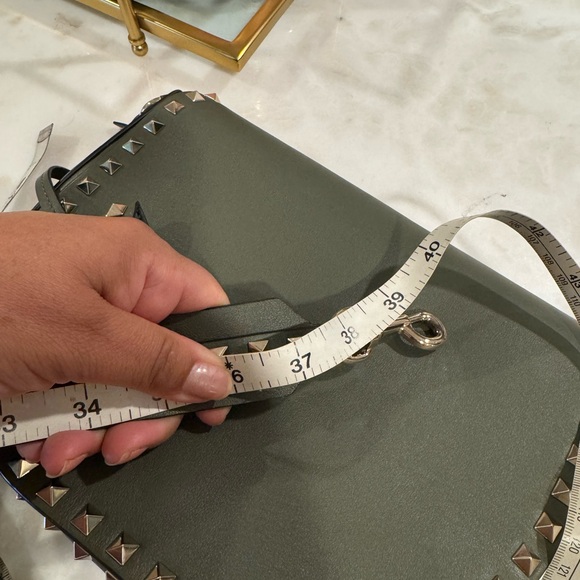 Valentino studded shoulder bag. Dark green - Picture 10 of 13